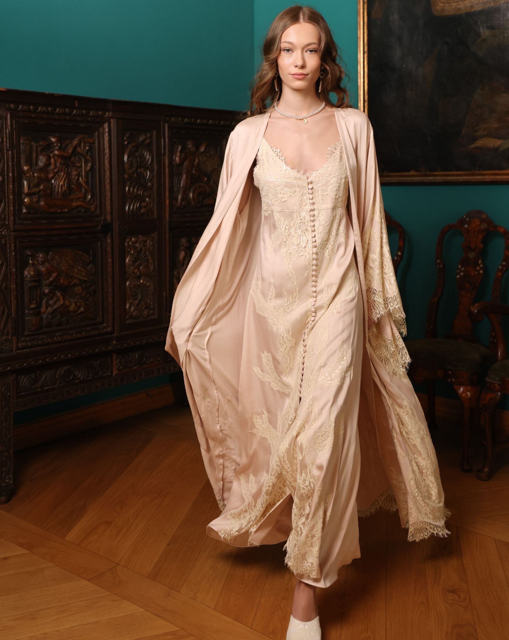 A spirited shot of the flowing rayon fabric in motion, capturing the essence of relaxed elegance at home.