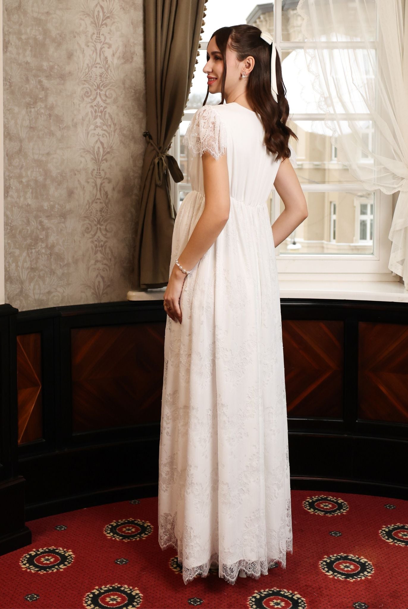 Side perspective of the slip dress, highlighting the modest and feminine silhouette that feels like home.