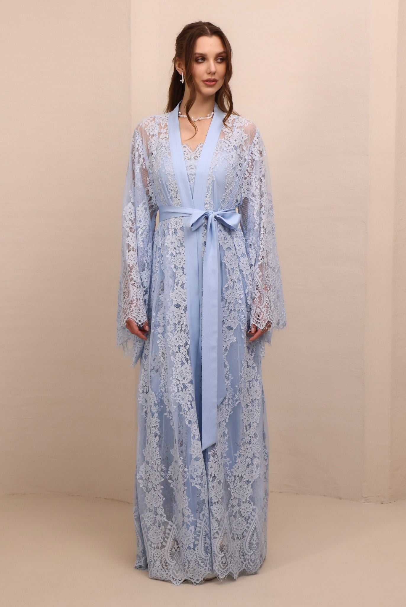 A poised frontal shot of the tied ensemble, showcasing a perfect balance of comfort and understated luxury.