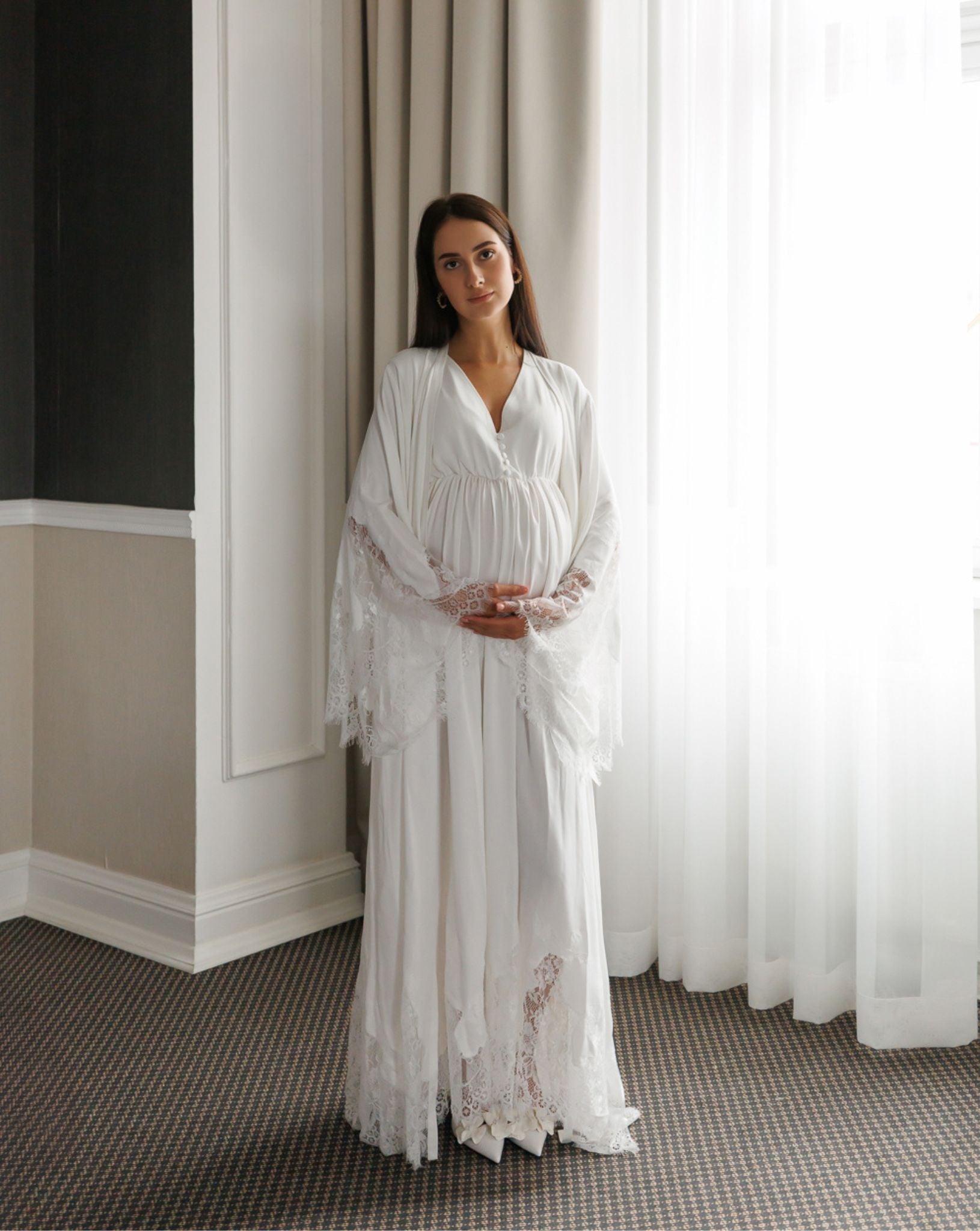 Full-length view of the Robe and Nightgown Set, emphasizing the perfect blend of functionality and daily comfort.