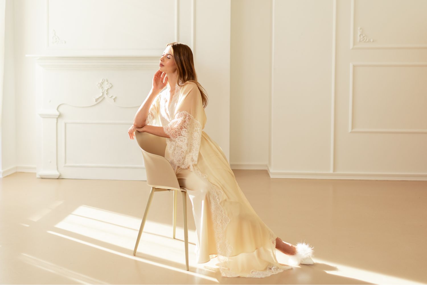 Girl dressed in a luxurious nightgown