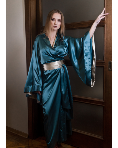 Perla Blue Robe and Nightgown Set