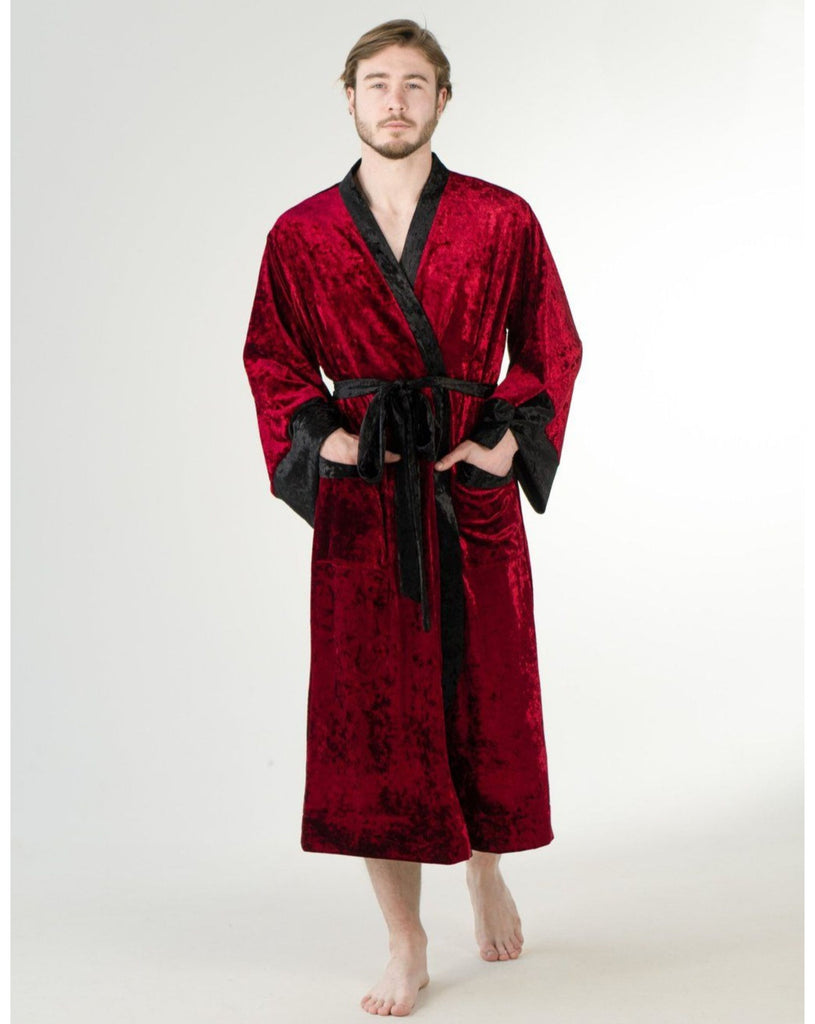 Crushed Velvet Green Kimono Mens