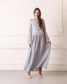 Flowing nightgown in motion, highlighting the soft viscose fabric and modest, airy silhouette.