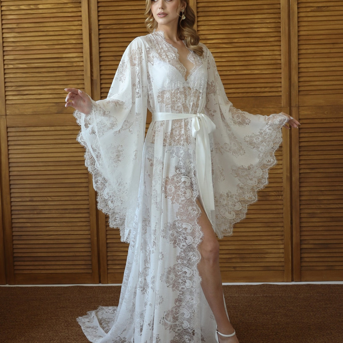 Robe With Train, Long Lace Robe , Bribal Robe, Black Robe – KÂfemme