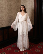 Full view of the Robe and Nightgown Set tied at the waist, ensuring a secure and sophisticated evening look.