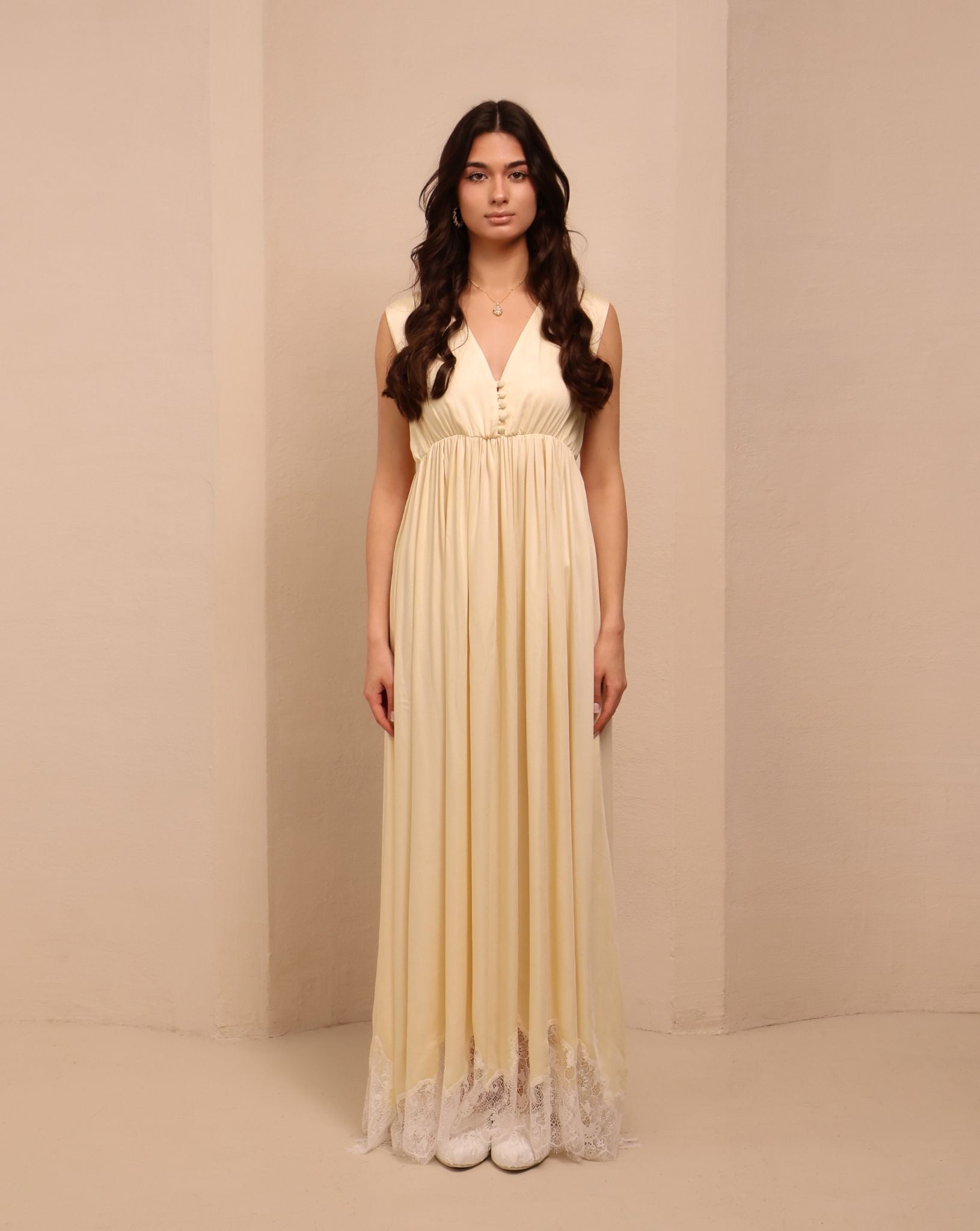 A serene portrait of the nightwear, capturing the sense of quiet luxury and the soft texture of the rayon fabric.