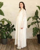 A full-height side shot of the ensemble, illustrating a soft, feminine aesthetic and sophisticated style.