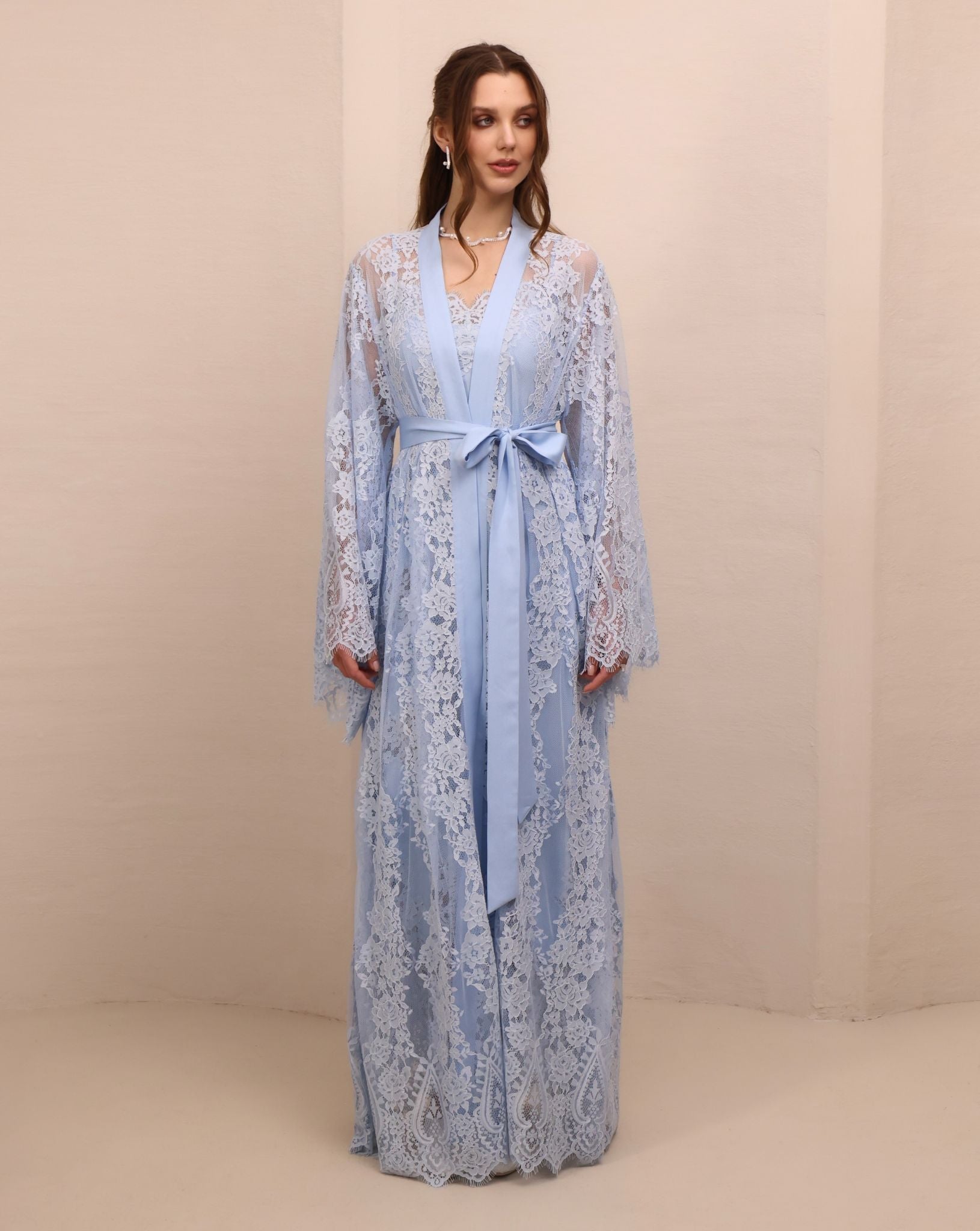A poised frontal shot of the tied ensemble, showcasing a perfect balance of comfort and understated luxury.