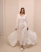 A spirited shot of the Robe and Nightgown Set in motion, highlighting the perfect balance of romance and ease.