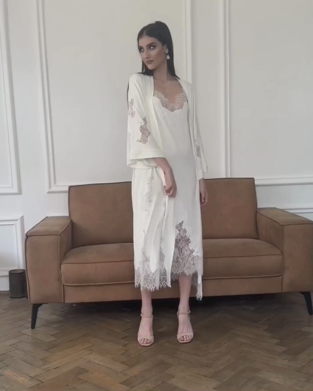 Silk Robe and Nightgown Set, Silky Nightgown, Old Hollywood
