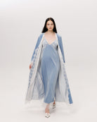 A dynamic view of the Velvet Robe and Nightgown Set in motion, showcasing the flowing silhouette and plush texture.