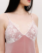 Close-up of the lace-embellished cups and bodice, tracing the fine details that add visual poetry to the look.