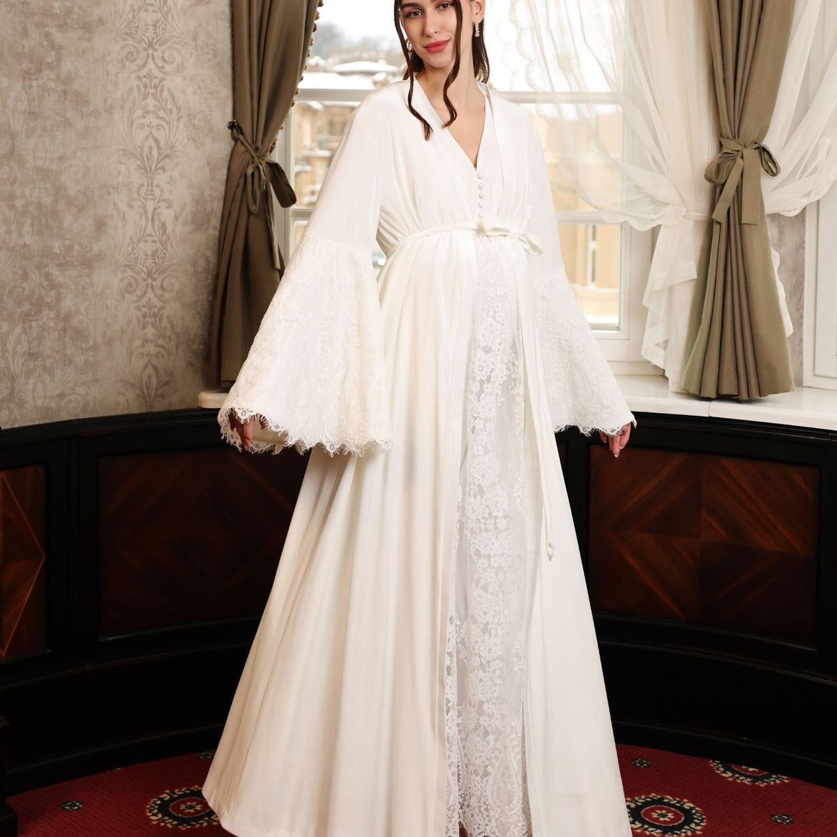 Crop Robe Velvet Robe and Nightgown Set, Velvet Robe, Maternity Robe – KÂfemme