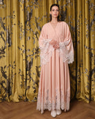 A full-length frontal view of the Robe and Nightgown Set, showcasing its simple, light, and comfortable silhouette.