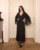 Full-height perspective of the Robe and Nightgown Set, illustrating its clean look and natural softness of materials.