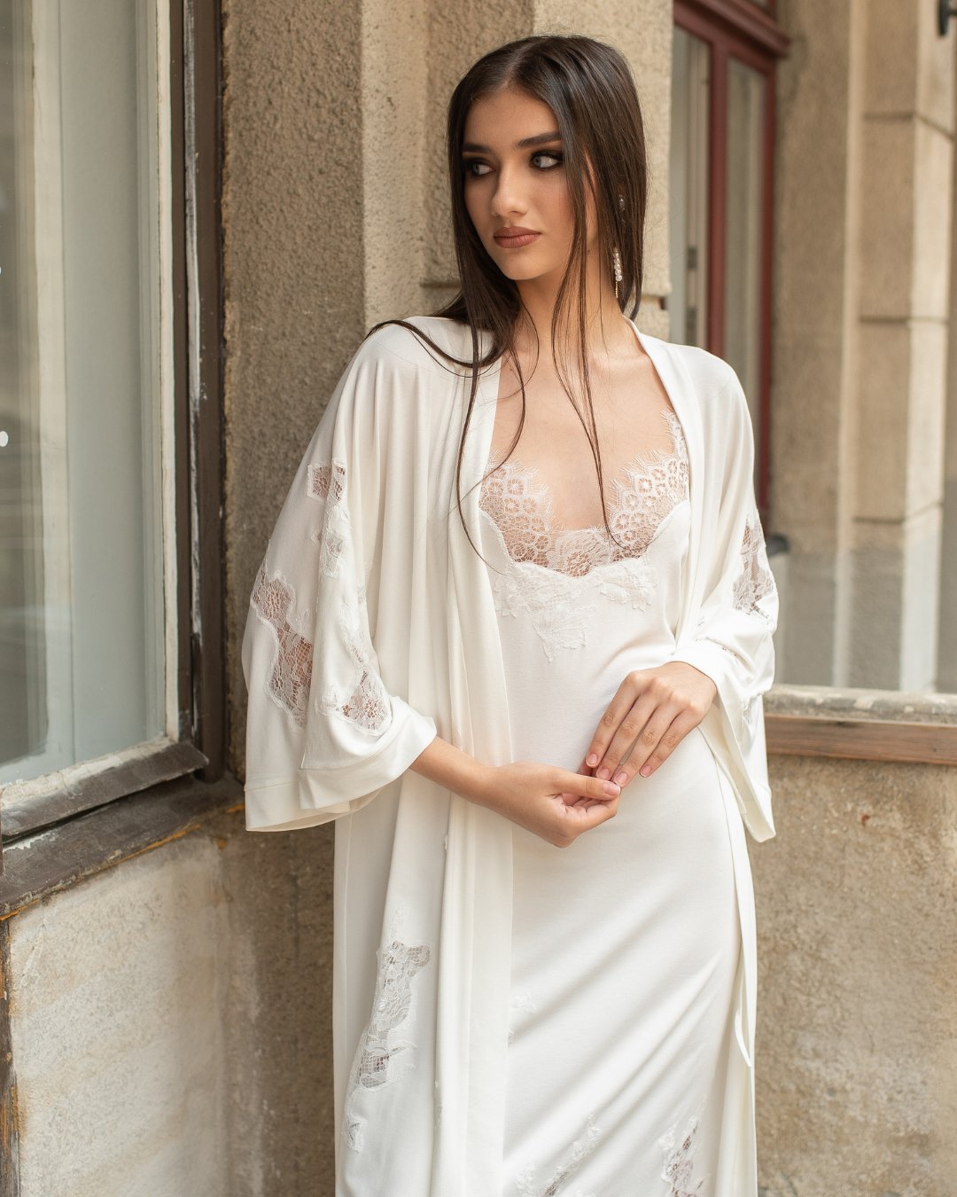 Silk Robe and Nightgown Set, Silky Nightgown, Old Hollywood Silk Robe and Nightgown Set, Silky Nightgown, Old Hollywood