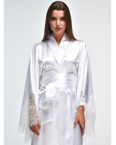 Long White Satin Robe