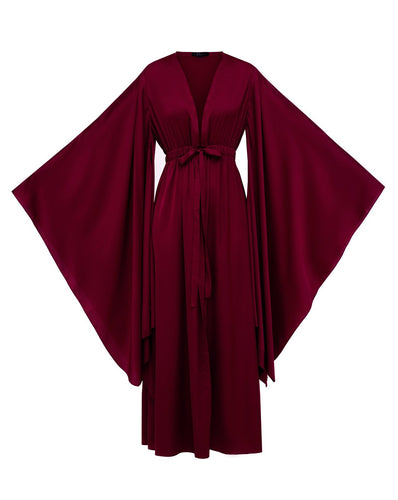 The Butterfly Long Sexy Robe - Burgundy