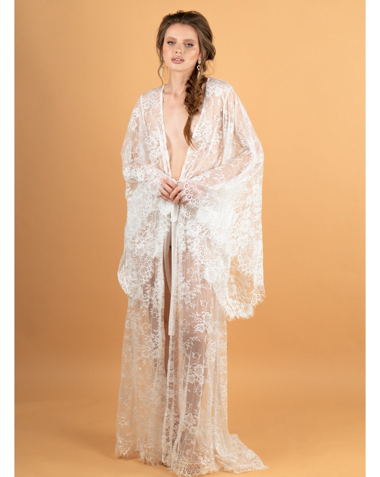 White lace robe deals