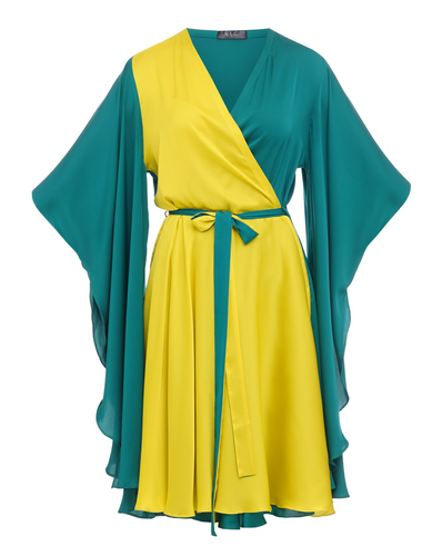 Midi Green Dress Wrap Long Sleeve