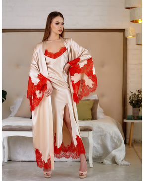 Audra Silk Robe and Nightgown Set