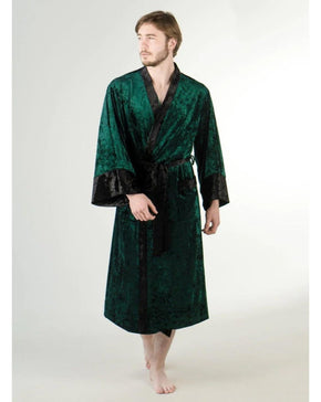 Crushed Velvet Green Kimono Mens