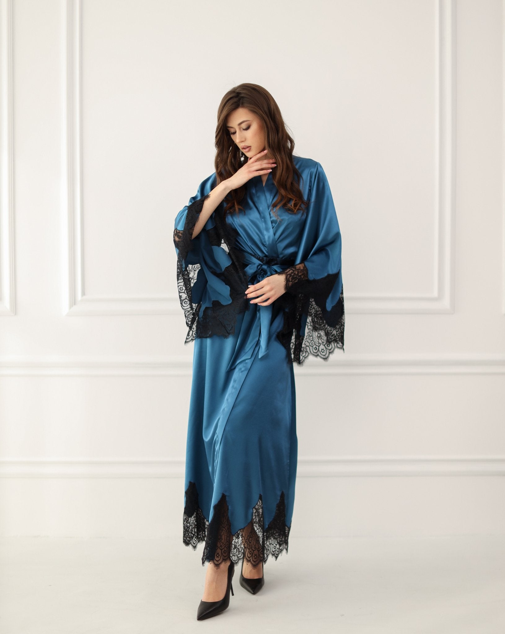 Long Silk Robes for Women Long Silk Robe Purple Old Hollywood Robe KAfemme