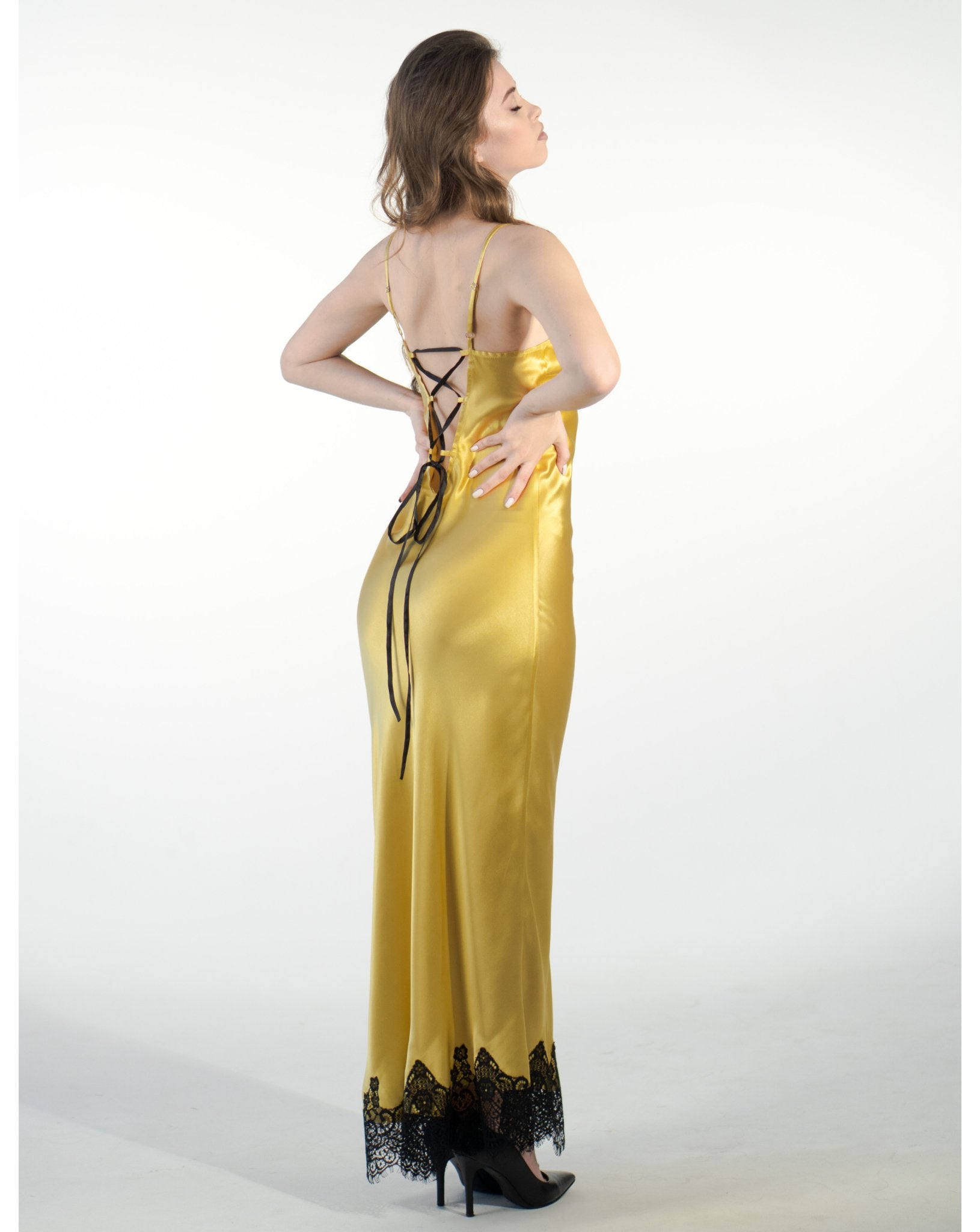 Long Silk Nightgown, Gold Silk Silk Nightgown