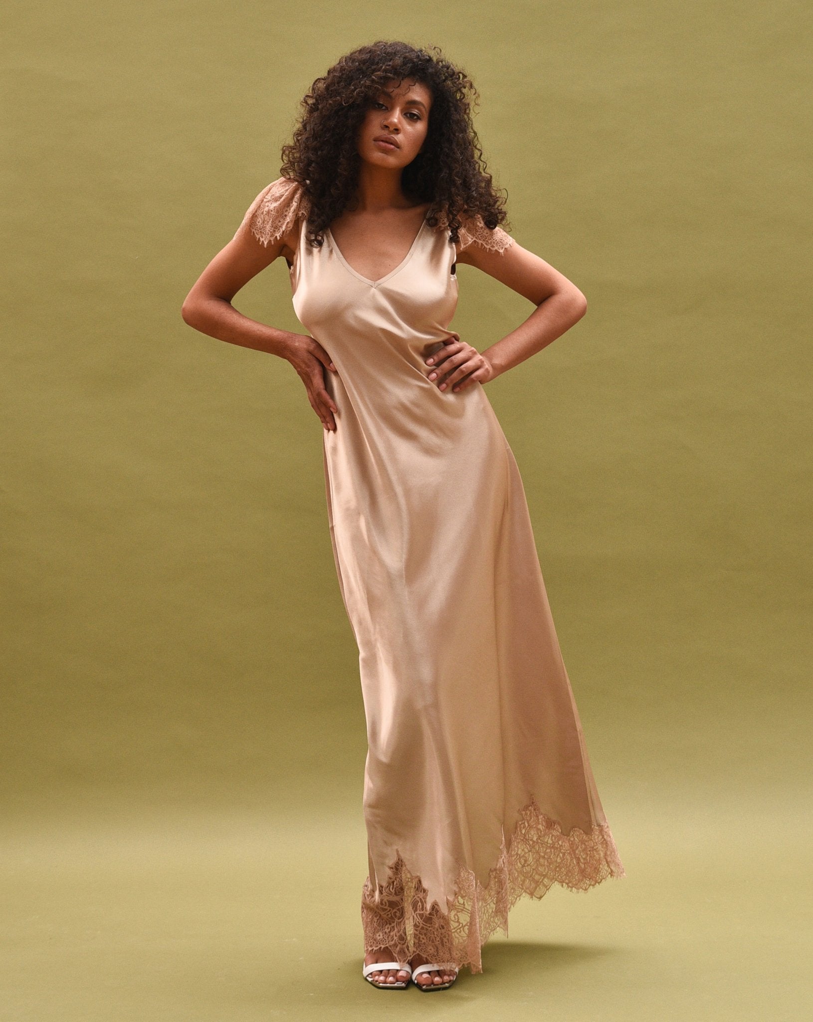 Latifa Long Silk Nightgown