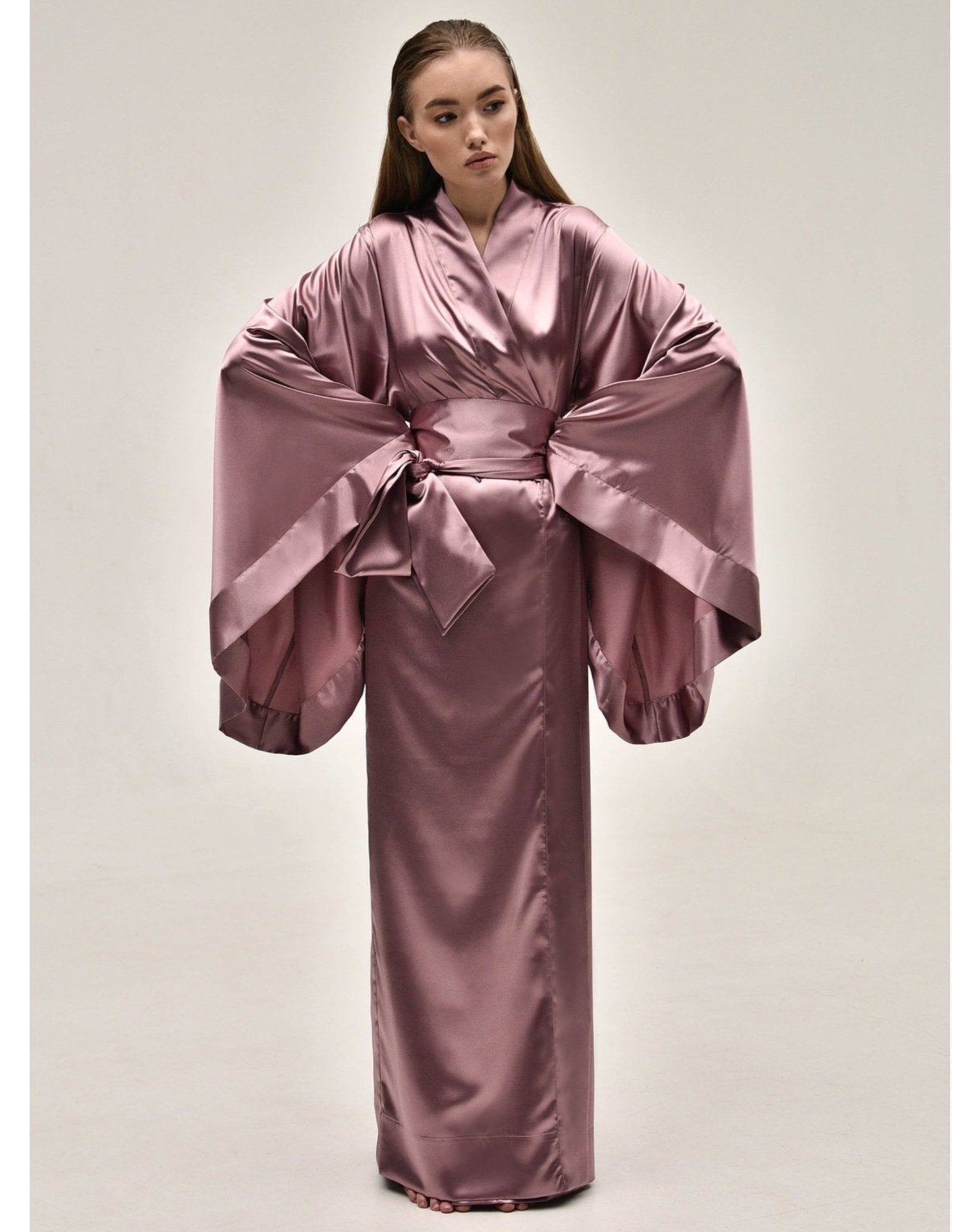 Long Satin Kimono Robe|Luxury Robe|Silk Kimono Robes – KÂfemme