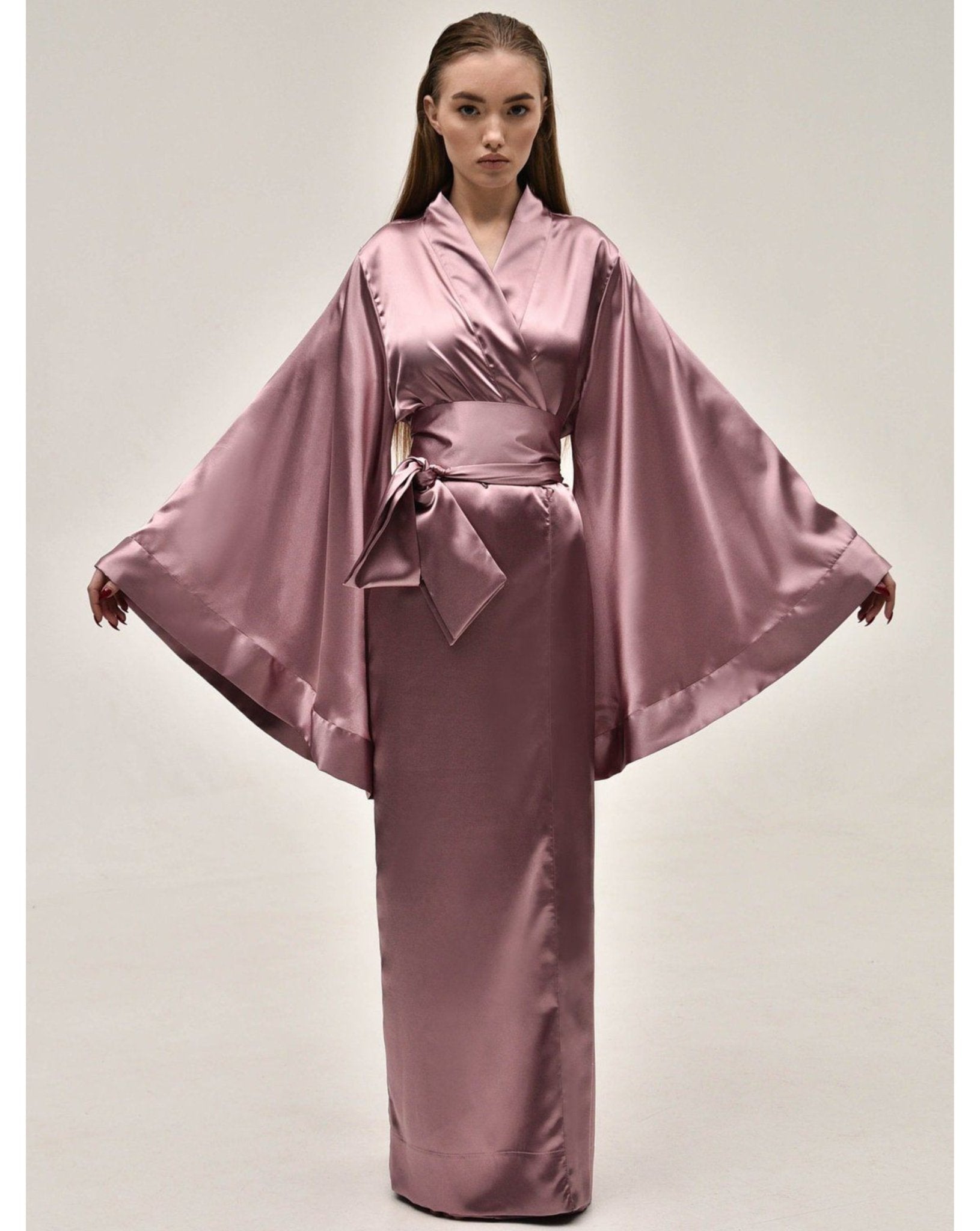 Long KÂfemme Satin Kimono – Robe|Luxury Robe|Silk Robes Kimono