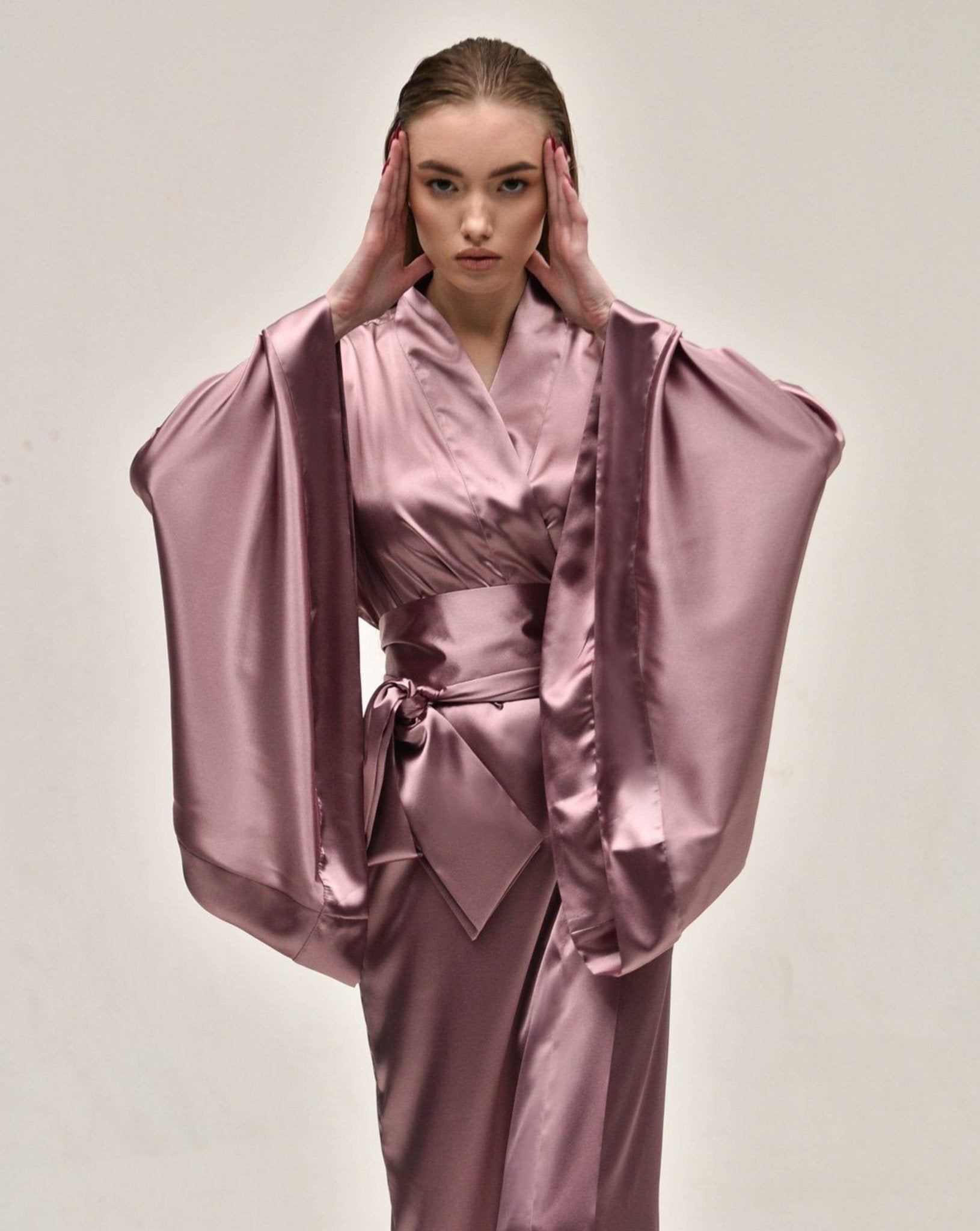 Long Satin Kimono Robe|Luxury Robe|Silk Robes KÂfemme – Kimono