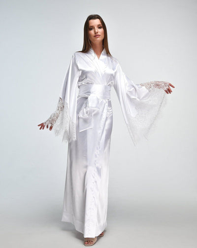 Long White Satin Robe