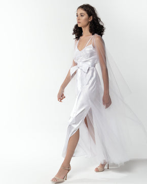 Bridal Tulle Robe and Satin Nightgown Set