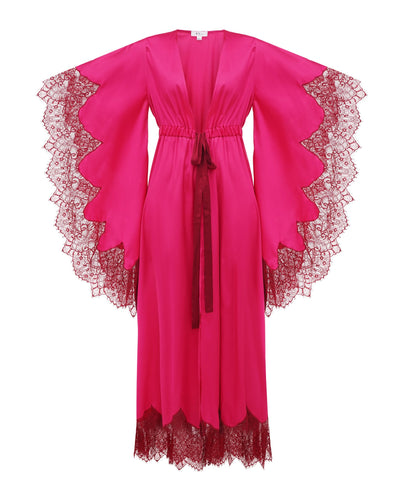 Rovena Fuchsia Long Silky Robe