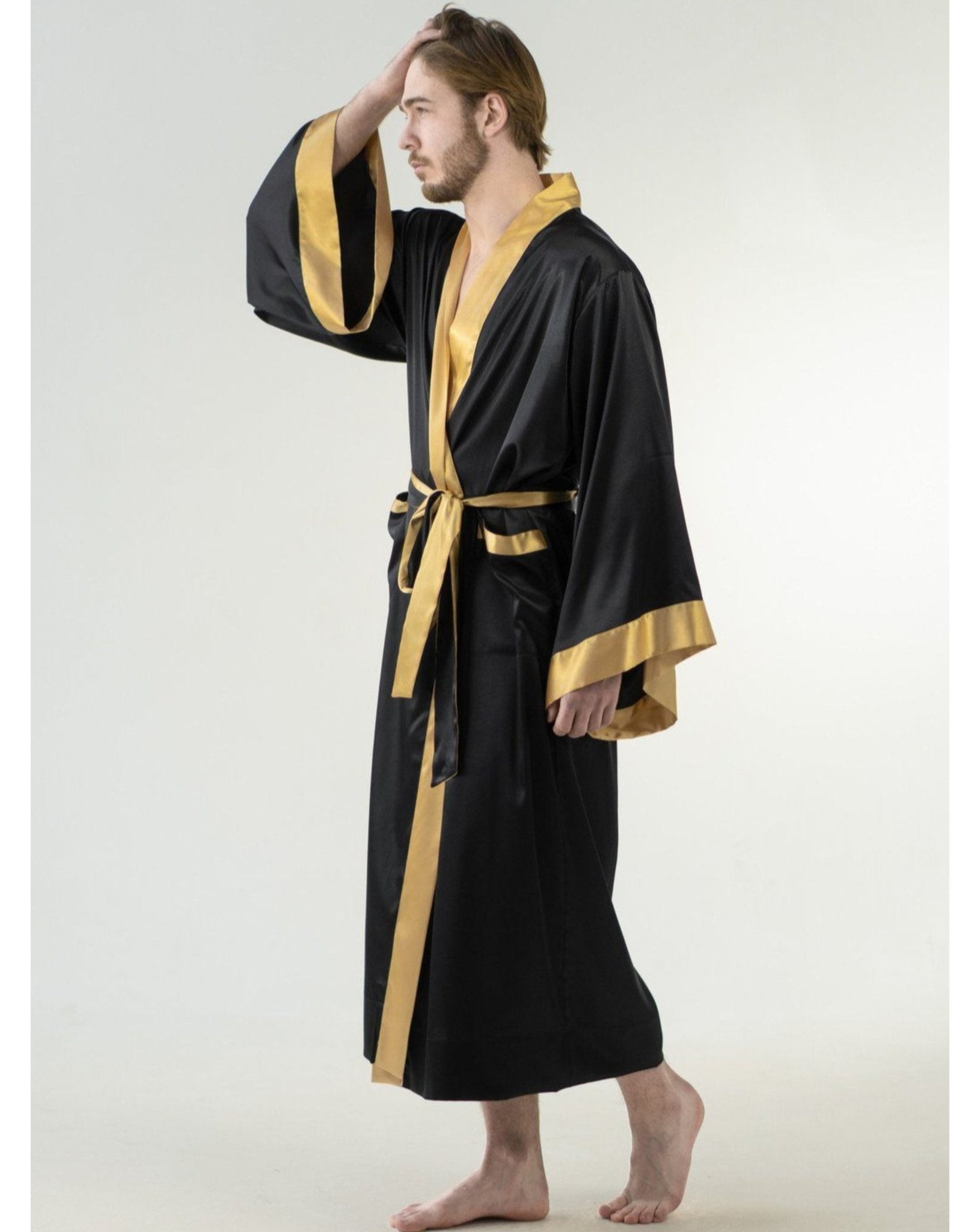 Mens black hotsell kimono robe