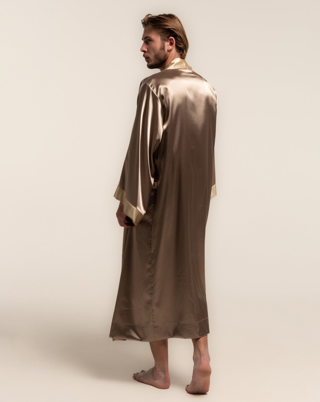 Men's silk robe, men's silk gown luxury male stain long bathrobe– Asilklife